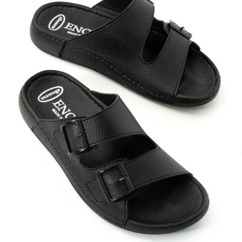 Erkek Deri(SUNİ) Ortopedik Rahat Taban Ayarlanabilen Tokalı Dikişli Şık Dışarı Içeri Erkek Terliği