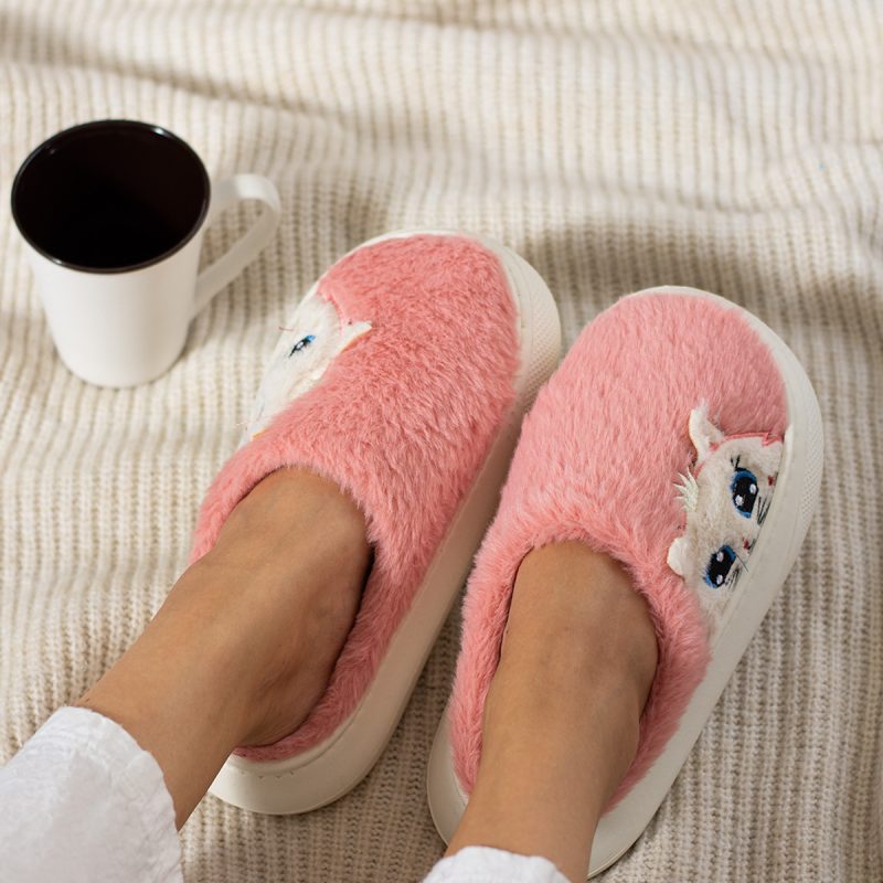 Kadın Peluş Panduf Kışlık Dikişli Yıkanabilir Sıcak Tutan Kürklü Hafif Kaymaz Rahat Taban