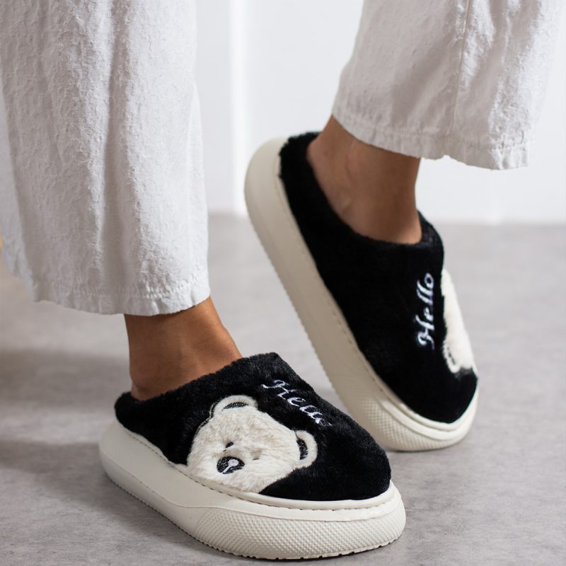 Kadın Peluş Panduf Kışlık Dikişli Yıkanabilir Sıcak Tutan Kürklü Hafif Kaymaz Rahat Taban