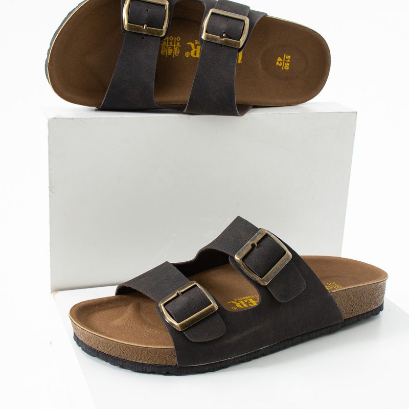 Birrbazaar Erkek Ortopedik Günlük Mantar Kaymaz Taban Tokalı Şık Ev Dışarı Terliği