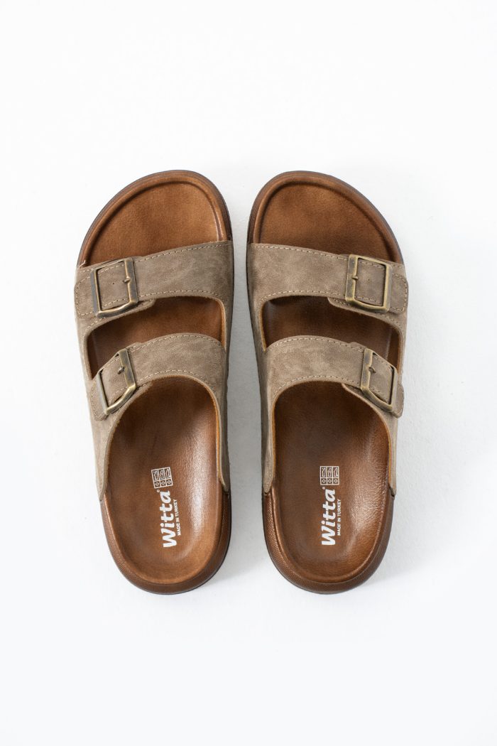 Ortopedik Günlük Kaymaz Taban Yumuşak Deri Tokalı Ev Dışarı Erkek Terlik