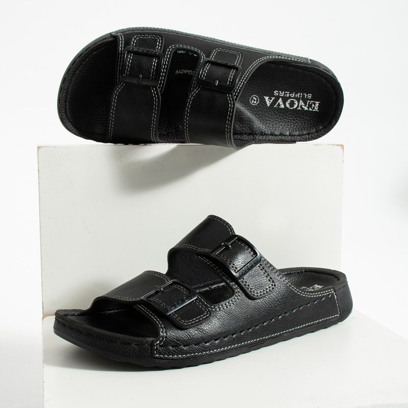 Birrbazaar Erkek Deri (SUNİ)ortopedik Rahat Taban Dikişli Şık Ev Dışarı Erkek Terlik