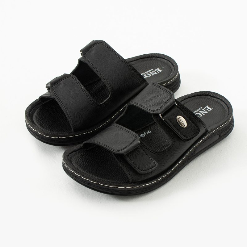 Birrbazaar Erkek Ortopedik Taban Cırtlı Ayarlanabilen Dikişli Şık Dışarı Içeri Deri (SUNİ) Terlik